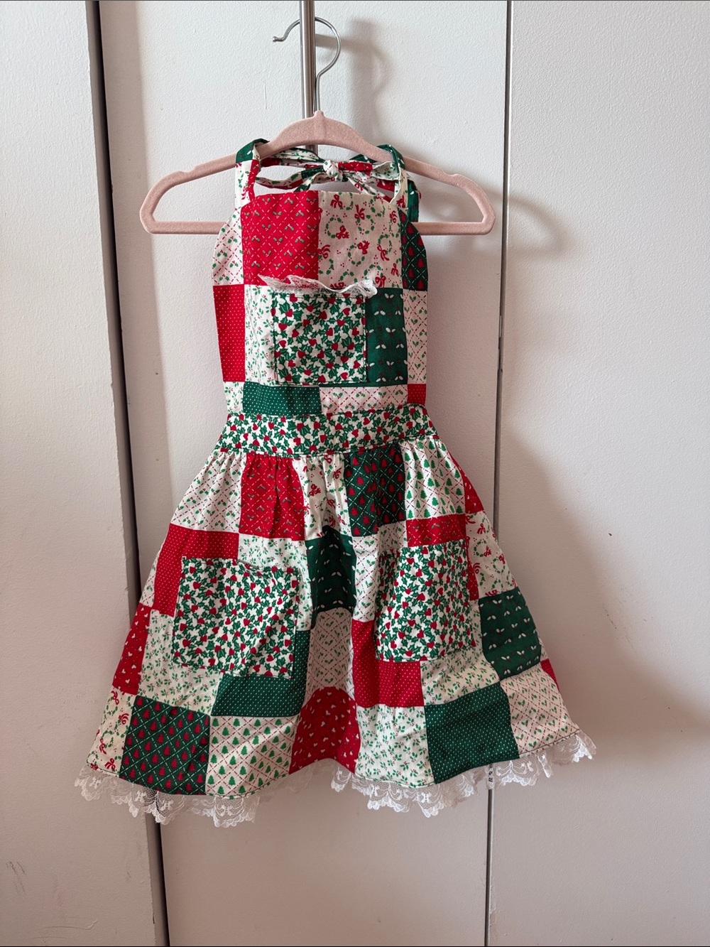 Christmas Patchwork Apron Kids - Red & Green